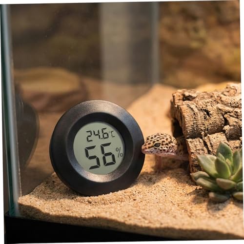 4-Pack Reptile Thermometer and Humidity Gauge, Round LCD Digital Hygrometer for Reptile Tank, Terrarium, Greenhouse, Indoor Home Monitoring