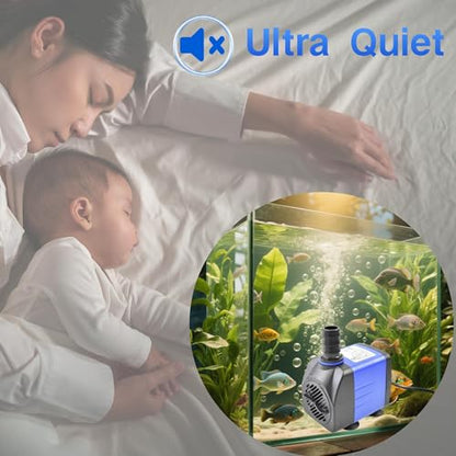 CONQUERALL Small Submersible Water Pump 118GPH 8W Smart for Garden Fountain Irrigation Circulation - color: 118gph-8w, size: 1PC