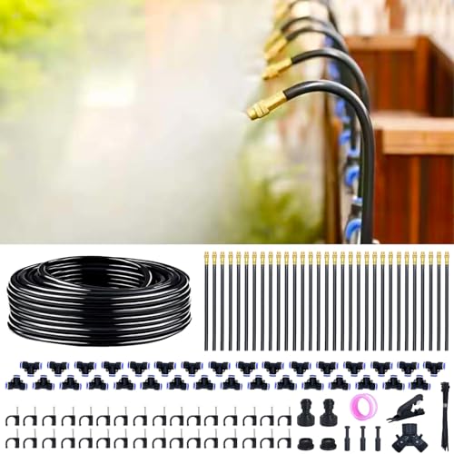 Thiswing 360° Adjustable Drip Irrigation System with 32 Nozzles | 100 FT Automatic Watering System, Raised Bed Sprinkler, Misters for Garden, Yard, Lawn and Outdoor Plants, 5/16" Tubing - size: 100FT