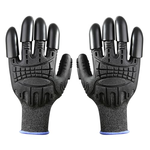 Garden Gloves with Claws Wild Field Work Gardening Yard Gloves Safe Glove for Planting, Digging, Collecting, Black
