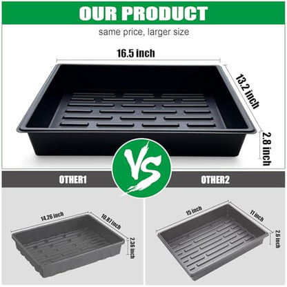 RooTrimmer Seed Starter Tray, 5 Packs Plant Tray, Durable Plastic Growing Trays, Stackable Seedling Starter Trays Perfect for Indoor, Outdoor, Greenhouses, 16.5" L x 13.2" W x 2.8" H - Black - size: 16.5" x 13.2" x 2.8" Trays - 5P