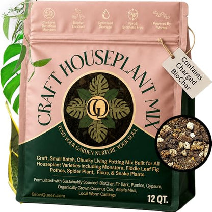 Craft Organic Houseplant Potting Mix, Elite House Plant Soil, Chunky, Well Draining Potting Soil for All Indoor Plants, Tropical Plants & Flowers, Sustainable & Peat Free, Less Prone to Gnats, 12QT - size: 12 quarts
