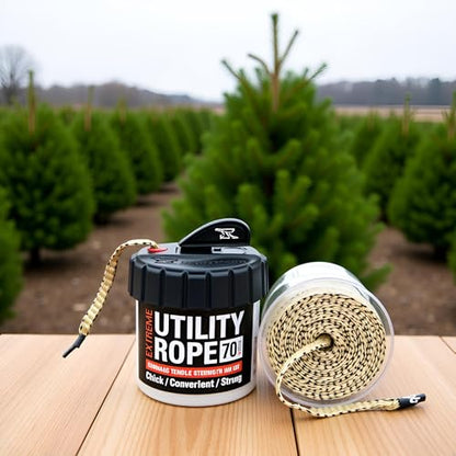 Rapid Rope Canister, 70ft Tan Tactical Paracord, 1100lb Test, USA Made | Heavy Duty Poly Rope Test Cord, Non-Tangle Dispenser Included, For Hiking, Camping, Survival, Utility, Stocking Stuffer, Gift - size: 70ft, style: Tan