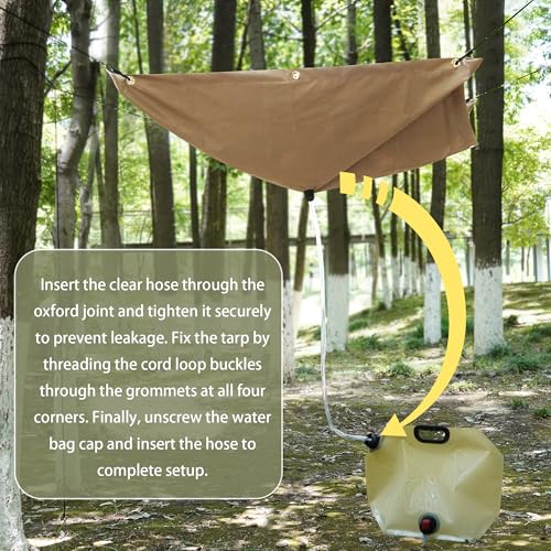 Tredre Hanging Rainwater Collection Kit: 5x5FT Waterproof Tarp & 2.2 Gal Foldable Water Tank | Portable Water Storage for Camping, Hiking, Emergency Survival | Garden, Off-Grid Use