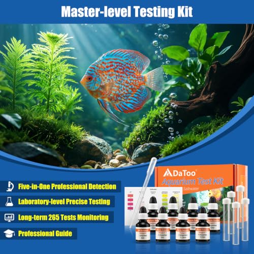 DaToo Aquarium Master Test Kit 5 in 1 Fish Tank Water Master Test Kit for pH Ammonia Nitrite Nitrate Phosphate High Accuracy Aquarium Water Testing Kit for Freshwater and Saltwater Tanks