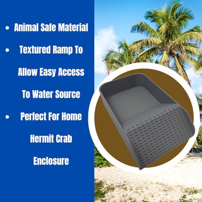 Hermit Crab Watering Pool | Platform Pool Accessory with Access Ramp for Hermit Crabs | 6.5" x 4" | Made in USA (Salt Only, Gray) - color: Salt Only, Gray