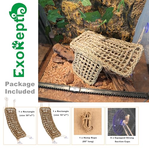 Bearded Dragon Hammock Lizard Tank Accessories Reptile Lounger Amphibian Habitat Décor for Chameleon, Geckos, Snakes, Hermit Crab, Lguana Reptiles, Tortoises - size: 30"+16"