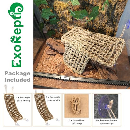 Bearded Dragon Hammock Lizard Tank Accessories Reptile Lounger Amphibian Habitat Décor for Chameleon, Geckos, Snakes, Hermit Crab, Lguana Reptiles, Tortoises - size: 30"+16"