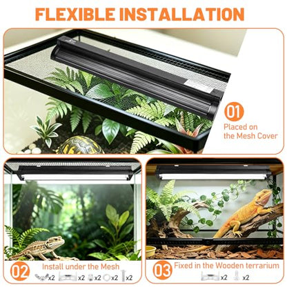T8 UVB Reptile Light Fixture Combo Kit 15W, 10.0 HO UVB Bulb Lighting with Hood, High Output Desert UVB Light for Reptiles, 18" UVB Light for Bearded Dragon, Lizards, Tortoise Terrarium Tank - size: 18INCH-10.0