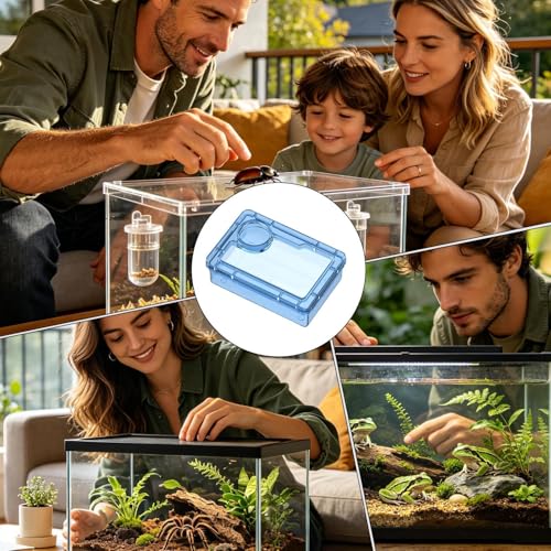 Reptile Bowl Clear Reptile Tank Accessories | Hermit Crab Food Bowl Lizard Feeder for Hermit Crab Frog Spider Chameleon Iguana Lizard Tarantula - color: Blue