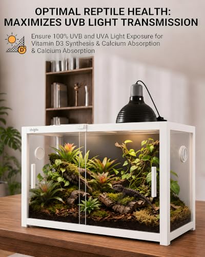 48 Gallon Reptile Tank, Leopard Gecko Reptile Enclosure Front Sliding Door | Stackable ventilation reptile terrariums Tank anti-escape locks and no-fingerprint handles humidification atomization - color: White, size: 48 Gallon