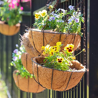 GreatBuddy 4 Pcs Coconut Hanging Basket Liners 16 Inch, Sturdy Round Coco Liners for Planters, Perfect Replacement for the Old, 100% Natural, Easy to Straighten Out - size: 16 inch