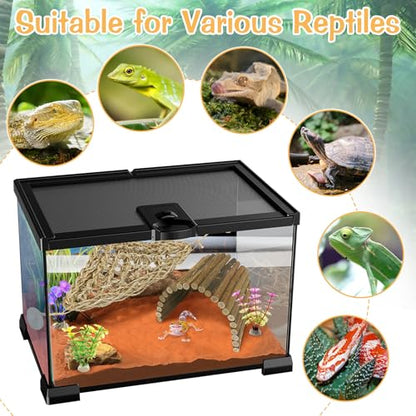 BNOSDM Reptile Wood Hideout Bridge Flexible Hammock 3PCS Reptile Habitat Accessory Set Bearded Dragan Tank Accessaries for Lizard Turtle Hermit Crabs Ball Python Gecko