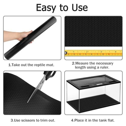 120 Gallon Reptile Terrarium Liner, Bearded Dragon Mat for 4x2x2 Enclosure | Bearded Dragon Tank Accessories 24 inch Wide, Reptile Flooring Carpet Substrate for Leopard Gecko,Lizard, 24" X 96", Black - size: 24 X 96-inches