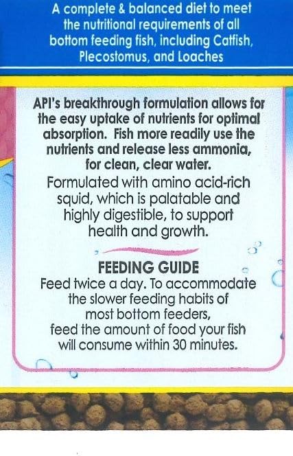 API BOTTOM FEEDER PELLETS WITH SQUID Fish Food 1.3-Ounce Container - size: 1.3 Ounce (Pack of 1), style: Bottom Feeders