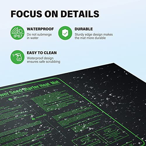 iPower GLHTMTCTRLHTMTL 48" x 20" Warm Hydroponic Seedling Heat Mat and Digital Thermostat Control Combo Set for Plant Germination, Black - size: 48" x 20", style: with Controller