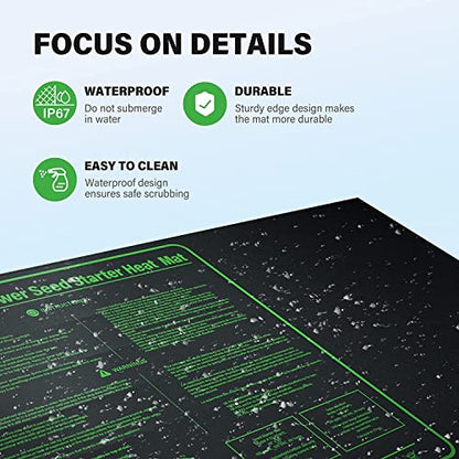 iPower GLHTMTCTRLHTMTL 48" x 20" Warm Hydroponic Seedling Heat Mat and Digital Thermostat Control Combo Set for Plant Germination, Black - size: 48" x 20", style: with Controller