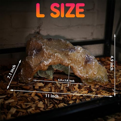 Reptile Hide Rock Cave, Small Resin Corner Hideout for Juvenile Leopard Geckos, Small Geckos, Small Lizards & Juvenile Snakes, Natural Terrarium Tank Decor for Dry or Humid Habitats