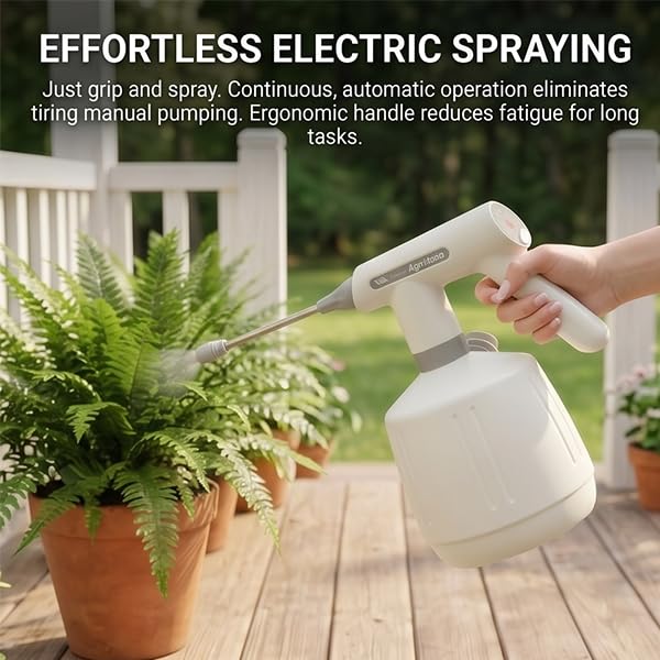 Electric Spray Bottle，2 Spray Modes Removable Wand | 2L ABS electric sprayer with 1200mAh rechargeable battery for gardening,household cleaning &Pet Bathing Grooming
