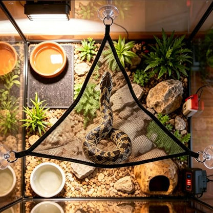 2 Pcs Snake Enrichment Toys with Hammock, 3-Ring Snake Climbing Accessories for Ball Python, Reptiles Climbing Toy Hammocks, Snakes Tank Accessories