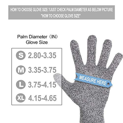 Cut Resistant Gloves Food Grade Level 5 Hand Protection,Kitchen Cut Gloves (Medium(palm Diameter 3.35-3.75inch)) - size: Medium (Palm Diameter 3.35-3.75 inch)