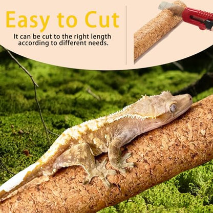 Cork Branch for Reptiles – 15.7" Natural Climbing Wood Sticks for Crested Geckos, Tree Frogs, Bearded Dragons, Snakes, Lizards & Chameleons – Perfect Terrarium Habitat Decor