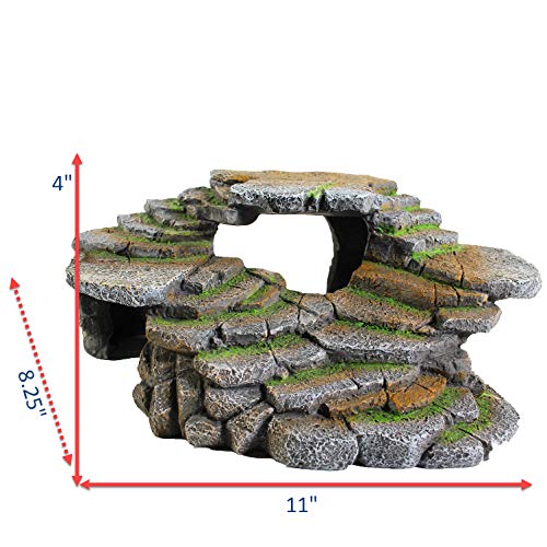 PENN-PLAX (REP183) Reptology Shale Scape Step Ledge & Cave Hideout – Decorative Resin for Aquariums & Terrariums – Great for Reptiles, Amphibians, and Fish – Large - size: Large 1
