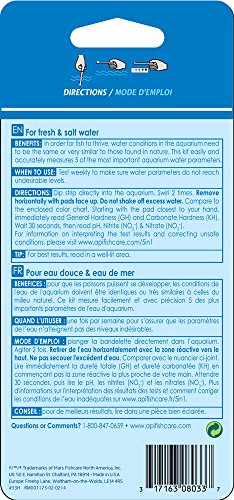 API 5-IN-1 TEST STRIPS Freshwater and Saltwater Aquarium Test Strips 4-Count Box - size: 4-Count