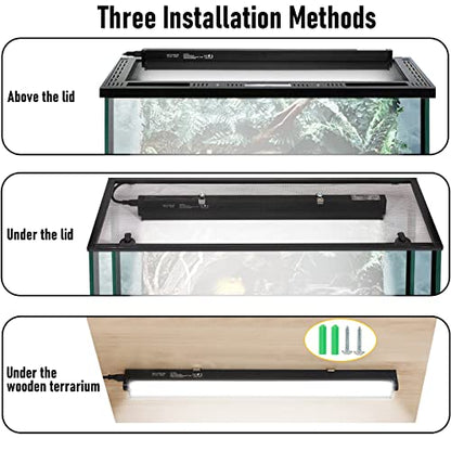 8W HO T5 UVB Reptile Light Fixture with Bulb 12inch for Reptiles | 10.0 UVB Bulb,Removable Surface Reflector,Two UV Test Cards
