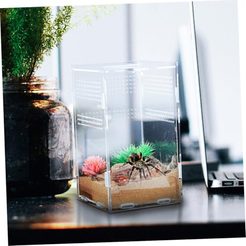 Kisangel Acrylic Reptile Egg Box Turtle Enclosure Tarantula Habitat Reptile Feeder Box Lizard Food Container Insect Feeding Lock