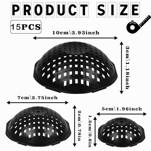 15 Pcs Ppherical Flower Pot Mesh Pad, Planter Inserts Bottom Grid for Large Pots, 3 Size Plant Pot Fillers Drain Hole Plugs Prevent Soil Leakage