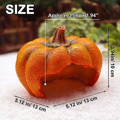 Hermit Crab Hideout Resin Simulation Halloween Pumpkin House Reptile Hides and Caves Chameleon Rest Hut Aquarium Habitat Decor Accessories for Bearded Dragon Leopard Lizard Snake Tortoise Frog Gecko - style: Pumpkin House