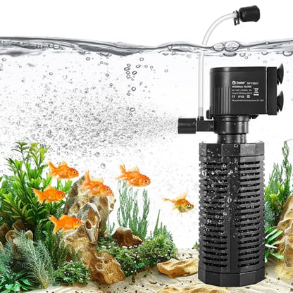 Yaubay Aquarium Internal Filter for 10-50 Gallon Tanks, 13W Power Biochemical Sponge Fish Turtle Tank Filter with Aeration System, Silent Submersible Filters, 212 GPH