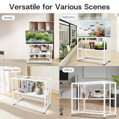 Fish Tank Stand,10 Gallon Heavy Duty Metal Aquarium Stands, Reptile Tank, Turtle Tank, Breeder Tank Stand, 220LBS Capacity Terrarium Stand Rack with 2-Tier Storage Shelves (White, 24.8"x9.2"x30") - color: White, size: (10 Gallon)24.8"x9.25"