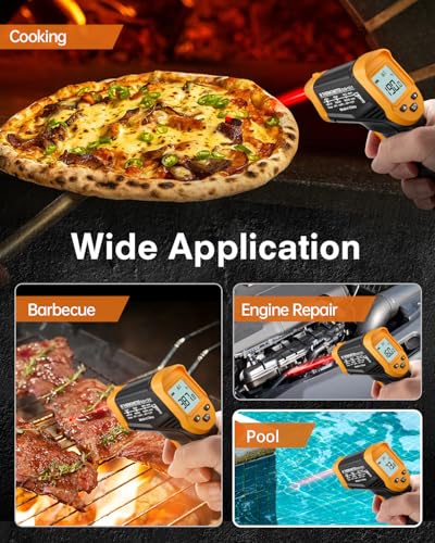 Eventek Infrared Thermometer Gun, -58°F to 1112°F Laser Thermometer Temperature Gun, IR Temp Gun for Cooking, Pizza Oven Accessories, Griddle, AC, Barbecue, Air, Fridge, Engine, Kitchen