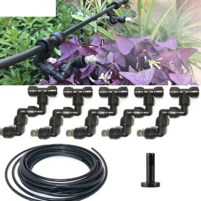 360 Adjustable Universal Spray Misting Nozzle Kit with 5M Hose for Garden Greenhouse Irrigation System Aquarium Reptile Humidity(5M 5Foggers White) - color: 5M 5Foggers White