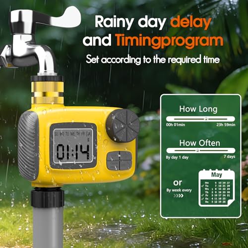 98FT 1/2" Drip Irrigation System Kit with Water Timer for Garden | Automatic Watering System with 20pcs 360° Adjustable Copper Nozzles, irrigation system for garden,Yard, Lawn,Greenhouse