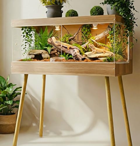 Reptile Terrarium Tanks Enclosure for Ball Python Snake Gecko Bearded Dragon, PVC Reptile Lounge Habitat with Leg Stand,Front Opening Bearded Dragon Tank