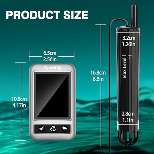 Long-Range WiFi Aquarium Water Quality Monitor – 7 Parameter Digital Aquarium Water Tester for pH ORP EC TDS Salinity SG Temp, Freshwater & Saltwater Tanks - color: Jet Black & Metal Gray