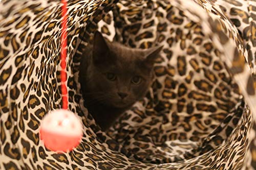 3 Way Cat Tunnel. Extra Large 12 Inch Diameter and Extra Long. A Big Collapsible Play Toy. Wide Pet Tunnel Tube for Rabbits, Kittens, Large Cats, and Dogs (Animal Print) - color: Animal Print