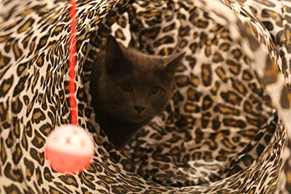 3 Way Cat Tunnel. Extra Large 12 Inch Diameter and Extra Long. A Big Collapsible Play Toy. Wide Pet Tunnel Tube for Rabbits, Kittens, Large Cats, and Dogs (Animal Print) - color: Animal Print