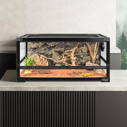 15 Gallon Full Glass Reptile Tank, Quick Fold Reptiles Enclosure with Waterproof Base, Top Screen Ventilation, 24" x 12" x 12" Front Opening Terrarium for Gecko, Lizard, Hermit Crab, Frog - size: 24" x 12" x 12"