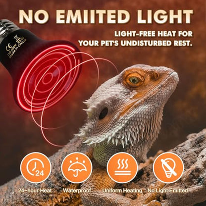 2-Pack Ceramic Heat Emitter Lamp 0.2inch(60mm)– 25W, Non-Light Emitting, 24/7 Safe Heat for Reptiles & Small Pets, E26 - color: 25 Watt, size: 60 mm