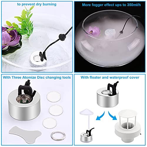 FITNATE 350ml/H Mist Maker, Stainless Steel Mist Maker Fogger for Water Fountain Pond Rockery, with Removable Splash Guard, Atomized Disc and Changing Tools | for Halloween and other decorations, Easy, Simple to Use