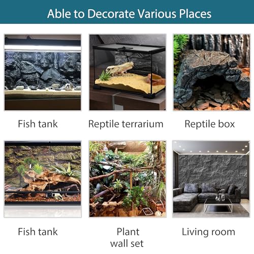 4pcs Rock Terrarium Background,3D Reptile Tank Background Board,Amphibian Stereo Backdrop Wall,Lizard Snake Gecko Spider Chameleon Turtle Fish pet silo Background Decorative Panel - color: Blue-11.8"*8.8"（4pcs）
