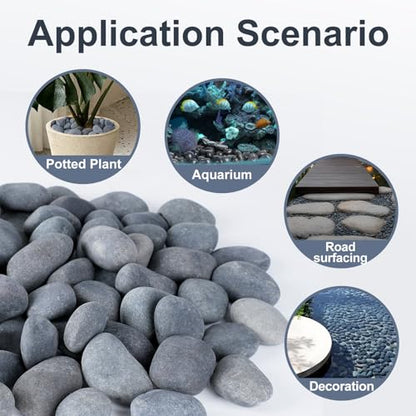 Pulovin 20 lbs River Rocks for Landscaping, 1-2 inch Natural Rocks for Aquarium, Fish Tank, Decorative Garden Stones for Plants, Flower Pots, Vase, Walkways - size: 1-2 Inch