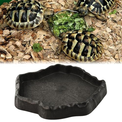 Flylin Reptile Water Dish, Reptile Feeding Dish Corner Bowl (Small) | Terrarium species hydration container, Light tone shade ware, Stable basin non slip base, Captive habitat supply - size: Small