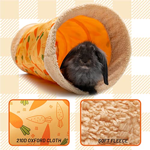 Rabbit Hideout Tunnel, Soft Fleece Foldable Bunny Tube Nest Indoor | Small Pet Play & Sleep Habitat Cage Accessories for Guinea Pig, Hamster, Rat, Chinchilla