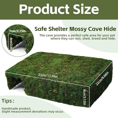 L Size Green Moss Cave Hide, Reptile Shelter for Gecko Snake - color: L Green