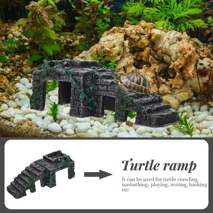 jojofuny Large Turtle Dock Floating Basking Platform with Ramp for Aquarium Turtles Reptile Habitat Tank Accessory